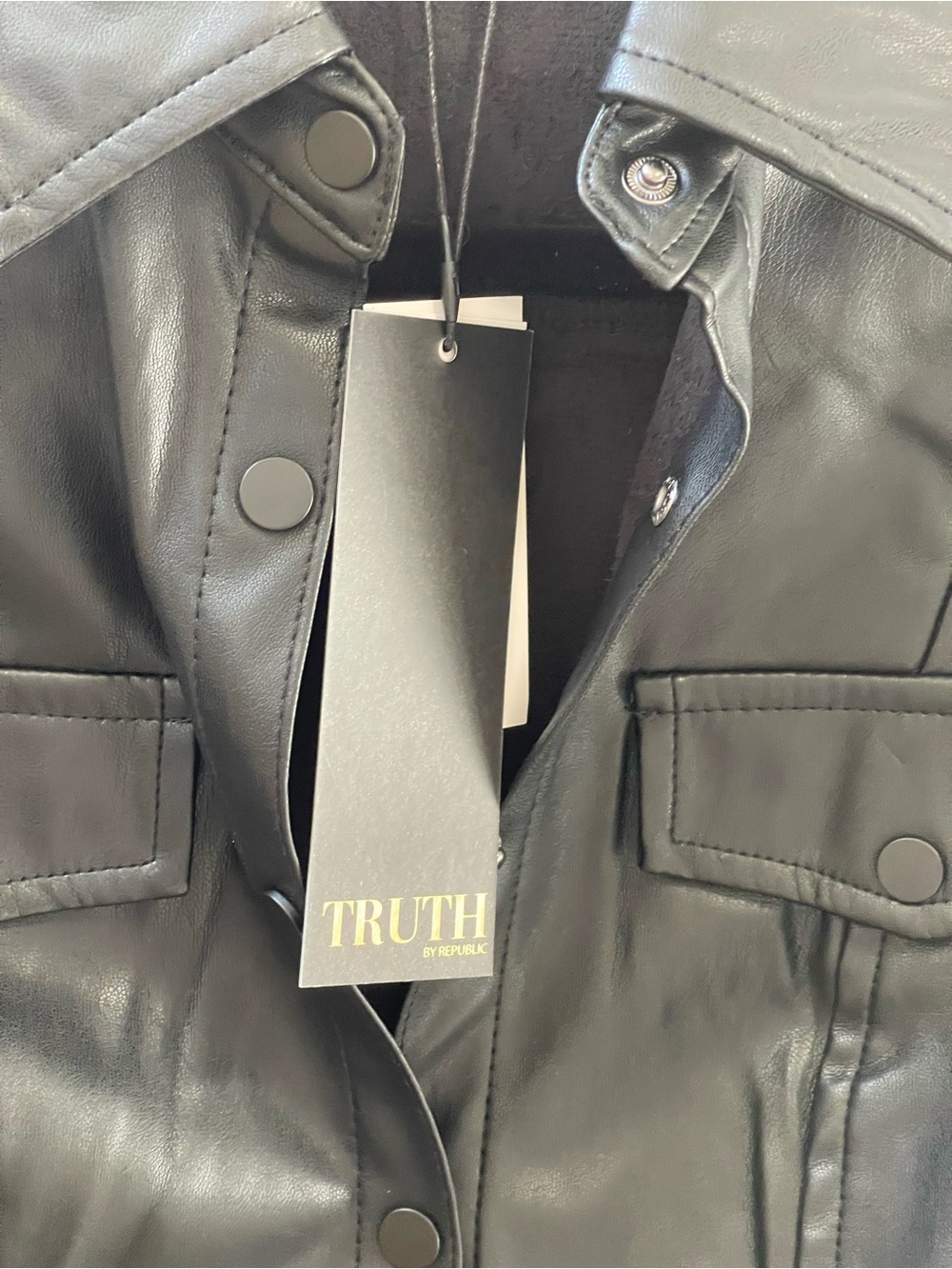 Truth Black Faux-Leather Belted Jacket - Picture 7 of 11